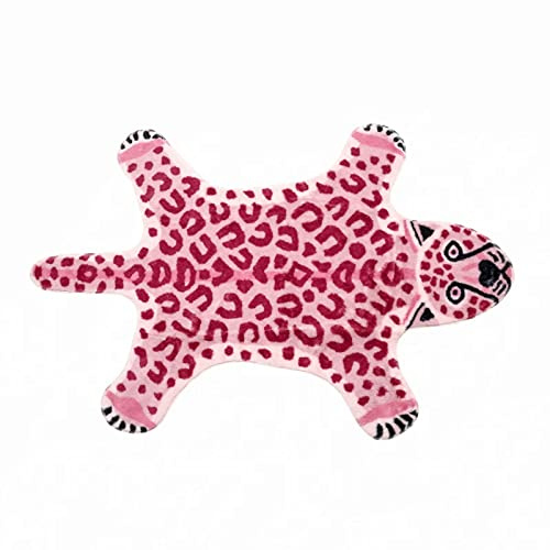 Kunstfell-Teppich, Leopardenmuster, 70 x 110 cm, geeignet für Schlafzimmer, Wohnzimmer, Western-Dekoration, Kunstfell, Tier, Kuhfell-Teppich, Rosa