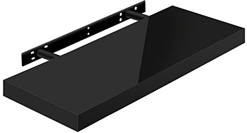 WOLTU Mensola da Muro Scaffale Sospeso da Parete Libreria Piccola per Soggiorno Cameretta Porta CD Dvd, Pannello MDF 30x22,9x3,8cm, Nero, RG9478sz
