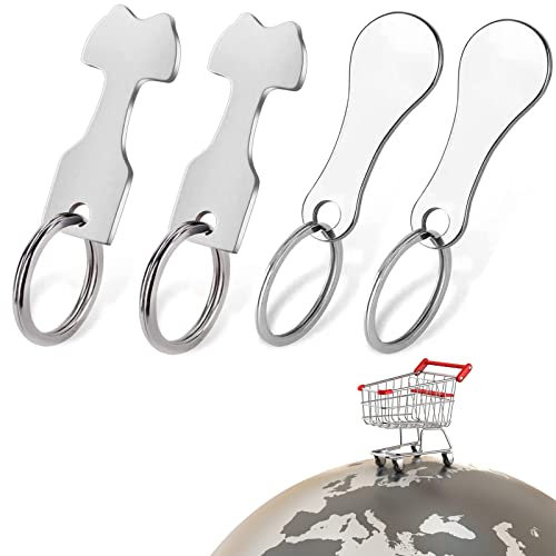 4 Pezzi Portachiavi Per Carrello Della Spesa Carrello Della Spesa Moneta Gettone Carrello Della Spesa Universal Carrello Della Spesa Chiavi Rimovibili Per Carrelli Spesa, Due Modelli Gettoni Carrello