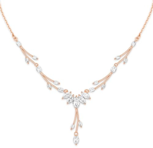 CERSLIMO Hochzeit Halskette Rosegold mit 5A Zirkonia Kette 45cm Rose Vergoldet für Braut mit Geschenkbox Geschenke Frauen Damen Verlobungsfeier Party
