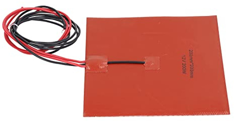 Akozon Silikon-Heizkissen, Heizmatte, 180 ℃, 200 X 200 Mm, 200 W, Zubehör für 3D-Drucker-Hotbed, DC24V, Professionelles Zubehör (DC12V)