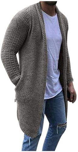 Rrongwn Chaqueta de punto para hombre, color negro, delgada, manga larga, forro polar, cárdigan informal, cárdigan de punto, chaqueta tradicional, chaqueta de entretiempo tejida, corte ajustado