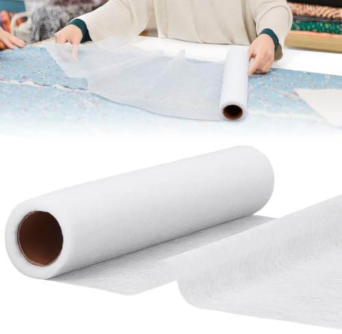 NBEADS 10 Yard AufbüGelbarer Einlagestoff, 28cm Breit Aufbügel Leichter Bügeleinlage Vliesstoff Doppelseitige Einlage für Nähen DIY-Bastelbedarf, Weiß