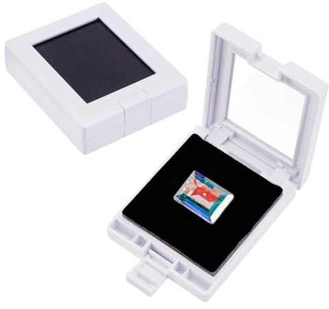 BENECREAT 2Pcs Weiß Edelstein Display Box, 6.15x5cm lose Diamant-Schmuck-Box mit Clasp Deckel und Schwamm für Edelsteine Münze Schmuck Displaying und Geschenk-Verpackung