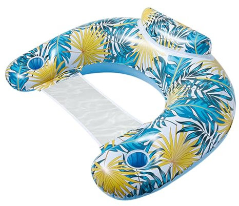 Aufblasbarer Erwachsener Schwimmender Stuhl Mit Tassenhalter - PVC -Pool -Sofa, Einschichtes Wasserfloß | Geräumige Lounge -Stühle Für Erwachsene, Ideal Für Die Freizeit Am Pool