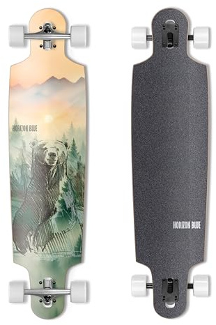 HORIZON BLUE 99,1 cm Drop-Through-Longboard, komplettes Cruiser-Skateboard (Wild)
