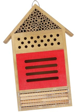 WEKADRIN Bienenhotel mit Natürlichem Nestplatz für Wildbienen und Insekten Handgefertigter Bienenkasten mit Löchern zur Nistplatzschaffung Bienenfreundliches Insektenhaus für Garten und