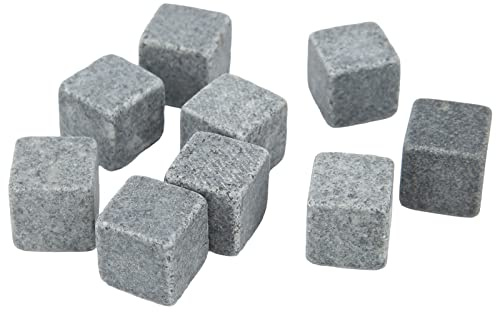 OVAQUIXI Granit-Whisky-Steine-Set, 6 Kühlsteine ​​mit Flanell-Aufbewahrungstasche, 2 Cm Große Würfel für Wodka-Gin-Wein, Getränkekühler ohne Verdünnung (9)