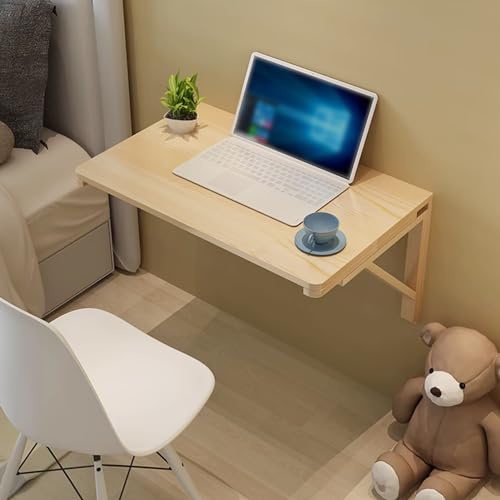 Foldable Wall Mounted Desk, Fold Down Computer Table Wall Mounted Folding Table - L40 60 70 80 90 100 120cm, Wall Table for Kitchen Laundry Room Home Office, Foldable Breakfast Bar Table