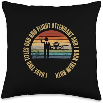 Flight Attendant and Dad Cabin Crew Men Flight Attendant Throw Pillow