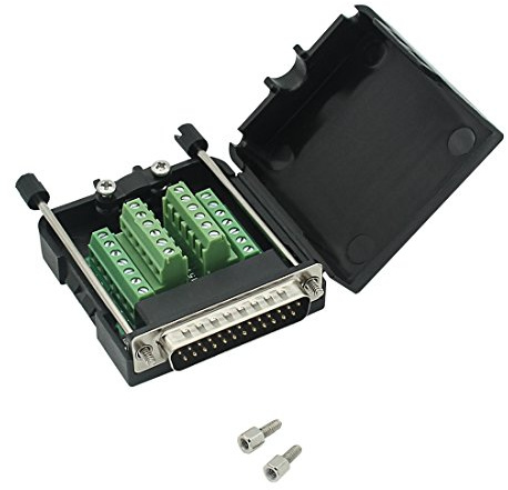 YIOVVOM DB25 Breakout-Platine, lötfreier Buchsenadapter, 25-Poliger Port-Adapter auf Terminalverbinder, Signalmodul, lange Schrauben und Muttern