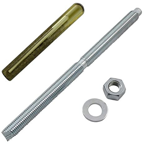 Lumonic Ankerstange + Verbundankerpatrone M12 x 200 Verzinkt I Zur Verwendung als Keilanker, Metalldübel, Bolzenanker, Blitzdübel I Für verschiedene A