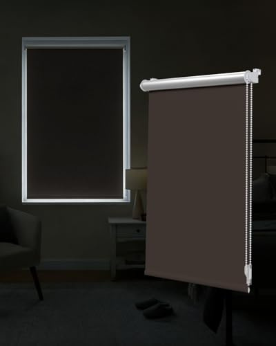 Victoria M. Tenebra Thermorollo Klemmfix Rollo, Verdunkelungsrollo, Hitzeschutz, Sichtschutz, Ohne Bohren, inkl. Montagematerial, 85 x 220 cm, Dunkelbraun