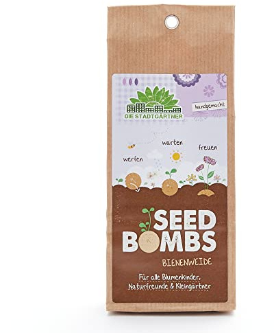 Die Stadtgärtner – Seedbombs „Bienenweide“ I 5 handgemachte Samenbomben mit 35 Arten von Saatgut I Enthält u.a. Ringelblume, Lavendel & Majoran I Ökologisch, bienenfreundlich, 2 Jahre haltbar