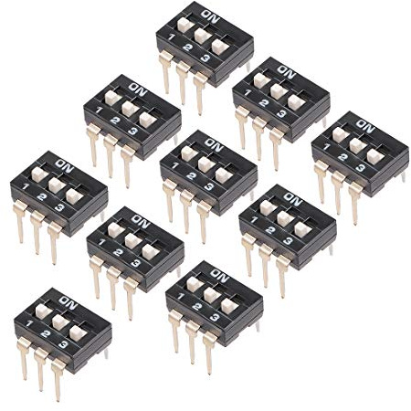 sourcing map 10 Pcs Black DIP Switch 1 2 3 Positions 2.54mm Pitch for Circuit Breadboards PCB
