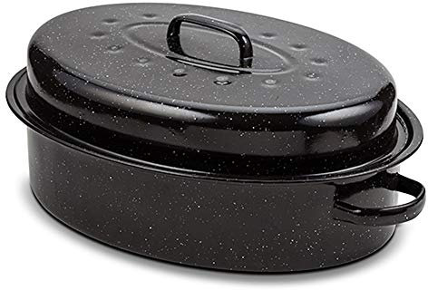 NAVA Schmortopf Bratentropf Bräter mit EMAILLE-BESCHICHTUNG mit Deckel 37x26,5x14 cm | 5l