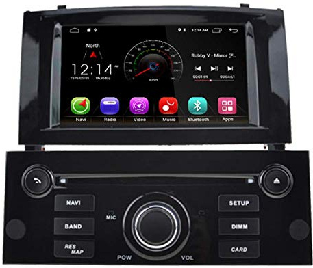 Sunshine Fly 7 Zoll Android 8.0 Quad core 1024 * 600 Kapazitiver Touchscreen 2 DIN DVD Navi Autoradio GPS Stereo Für 407 2004-2010 Audio Player Bluetooth FM AM Hotspot WiFi 3G SWC (Schwarz)
