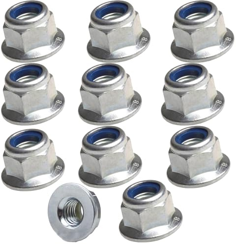 M8 Flanged Insert Nylon Self Locking Nut Flange Nyloc Insert Hex Hexagon Lock Nuts A2 Stainless Steel - Pack of 10