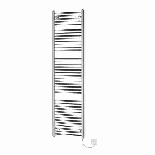 NRG Chrome Electric Manual Curved Bathroom Heated Towel Rail Warmer Radiator Rad 800W 1800x500