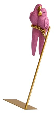 BESPORTBLE Papagei Figur Paar Papagei Statue Rosa Auf Ständer Desktop Ornament Wohnzimmer Büro Zuhause Schreibtisch Dekoration Valentinstag Geburtstag Hochzeit Ostern