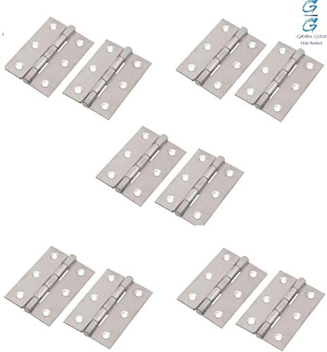 Golden Grace Butt Hinges for Timber Doors, 5 Pairs, Chrome, 75mm 3'' | Supplied complete with matching fixing screws for simple installation, with a zinc-plated metal finish for internal doors.