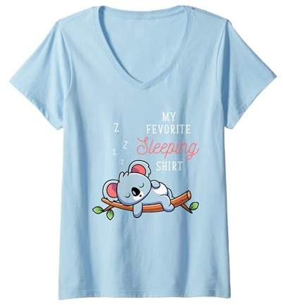 Femme Australie Animal Endormi Pyjama Chemise De Nuit Dormir Koala T-Shirt avec Col en V