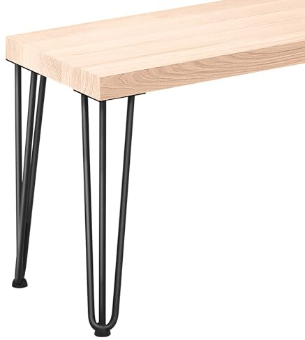 LAMO Manufaktur Sitzbank Esszimmer Holzbank 30x120x47 cm, Möbelfüße Creative Schwarz/Roh, LSB-01-A-001-120-9005Cr