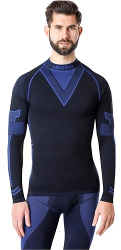 Ladeheid Maglia Termica Uomo Manica Lunga LAGI001 (Nero/Blu Marino, XXL)