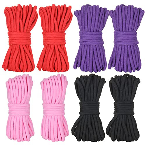 AKOLAFE 8 Rollen Baumwollseil Langelebig Baumwollkordel 8mm Weich Handwerk Seil 10m Kaumwollkordel Bondageseil für Bündelung, DIY, Dekoration, Basteln etc (Rot Schwarz Lila Und Rosa)