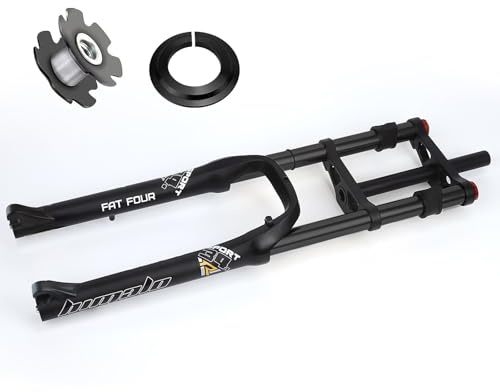 RUJIXU 26-Zoll-Fahrrad-Federgabeln 4.0 Fatbike Gerade Vorderradgabel Bergab Mountainbike MTB-Gabel 1-1/8 Scheibenbremse Luftgabel 170mm Federweg E-Bike Vorderradgabel BMX 2850g
