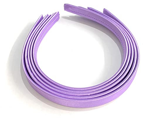 Juego de 5 diademas de satén liso de 15 mm de grosor, para niñas y niñas, para la escuela, para bricolaje, color lila/morado lavanda