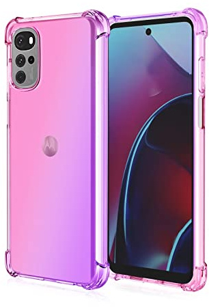 HONLEN Funda para Motorola Moto g22 Carcasa, (6.5 Inches) Gradiente Transparente TPU Silicona Case, Protección de Esquina Mejorada Cover Rosado Morado