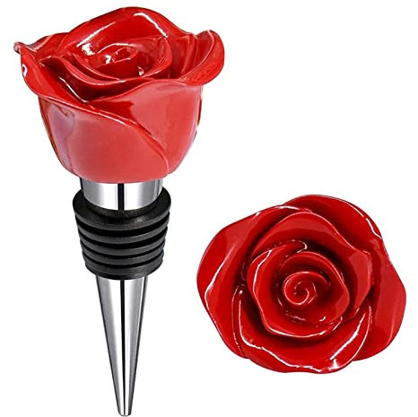 Weinflaschenverschluss 4pc. Rose Topper Weinflaschenstopper, personalisierte Wein Rose Form Weinstopper-Geburtstag Muttertag Hochzeits-Paar-Geschenk