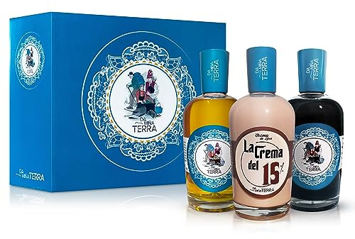Da miña terra - Caja tradicional de licores gallegos - HIerbas + Café + crema - 3 Botellas de 700 ml.