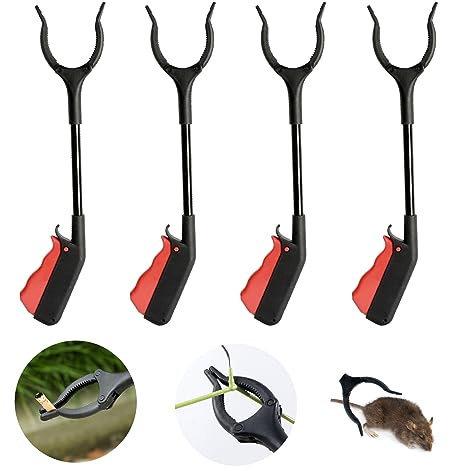 Fiyuer Greifzange, 4 Stück Greifzange für Senioren, Müllzange, Kurz Müllgreifer, Müllzange Kinder, Greifer Klein, Greifhilfe für Menschen mit Behinderung, 30 cm