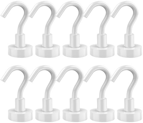 Lictin 10 Pack Magnetic Hooks, 22Lbs Heavy Duty Rare Earth Magnets with Hooks for Refrigerator, Extra Strong Cruise Hook for Hanging, Metal Magnetic Hanger for Cabins, Grill, Kitchen, Workplace