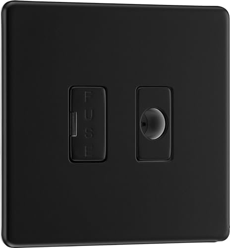 BG Electrical Screwless Flat Plate Fused Connection Unit with Cable Outlet, Matt Black, 13 Amp