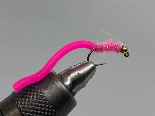 Tungsten Jig Squirmy Worm Pink Size 10, 6 Pieces for Trout Fishing- Strike Fly Company