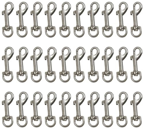 MICREEN Karabiner 30er Set, Hundeleine Karabinerhaken mit 360° Drehgelenk für Hundeleine Halsband Gurtband Tasche mit Camping Wandern Schlüsselanhänger