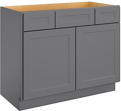 ROOMTEC Bathroom Cabinet, 42'' Free Standing Single Bathroom Vanity with 2 Drawers and 2 Doors,Soft-Close Drawer Slides Morden Bathroom Sink Vanity Storage Cabinet, Shaker Gray