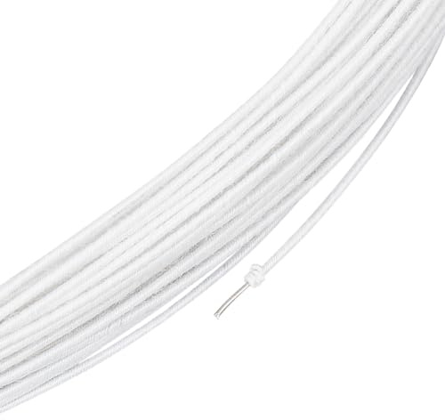 BENECREAT 20 m vita blomtrådar, 1 mm bomullsbelagd Millinery-tråd, ståltrådar för blomster, hantverk, tillverkning av sömnadstillbehör, brättetillverkning tillbehör