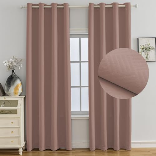 Ystyle Verdunklungsvorhänge 2er Set, Thermovorhang Gegen mit Ösen, 140x145 cm, Modern Gardinen Abdunkelnde Vorhänge Wohnzimmer Schlafzimmer, Schallschutz Vorhang, Rosa Selvatica