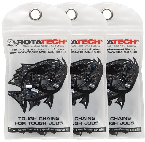 X3 (Three) 16 40cm Rotatech Chainsaw Chains. 3/8 LP Pitch, 0.50 Gauge, 55 DL Drive Links. Compatible with Stihl 018 MS180 MS181 020 021 023 MS200T MS211 MS201T MS231