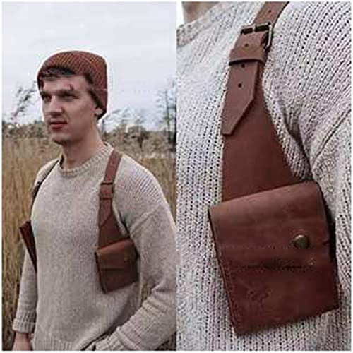 Mittelalterliches vertikales Schulterholster, Retro-Herren-Anti-Diebstahl-Unterarm-Geldbörse, verstellbare PU-Leder, versteckte Unterarm-Umhängetasche, Unterarm-Doppel-Schulter-Holster-Tasche, Braun