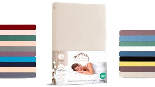 Livessa Spannbettlaken 90x200cm Jersey Baumwolle - Spannbetttuch 90x200, Bettlaken 90x200 mit 30cm Matratzenhöhe, Ultra weich und atmungsaktiv, passt auch für 100x200 und 90x190 cm Matratzen