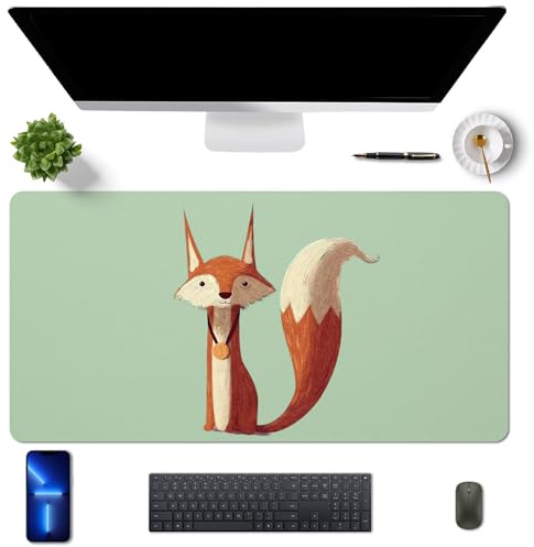 MAYCARI Schreibtischunterlage 60x30 cm PU Leder Rutschfeste Schreibtischmatte Mauspad Große Unterlagenmatte für Laptop Office Desktopschutz, Grün+Fuchs