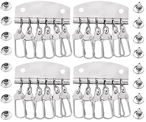 4 Stück Patchwork Nähen DIY Schlüsselhalter Metall Leder Handwerk DIY Schlüsselreihe Nieten Haken für Leder Tasche Zubehör Werkzeug Kits Schlüsselanhänger Blank