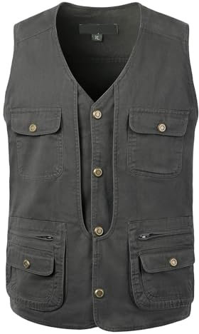 KBOPLEMQ Herren Outdoor Weste Freizeit Anglerweste Jacke Leicht V-Ausschnitt Weste Trekking Wander Angler Camping Safari Weste Ärmellos Freizeit Jacke Multifunktionsweste Casual Sommerweste