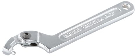 Adjustable C Spanner Hook Wrench Tool Chrome Vanadium 3/4”-2” (19-51mm), Pin Spanner Wrench Tool for Tightening Side Slot Nuts on Collars Lock Nuts and Bearings, Round Head