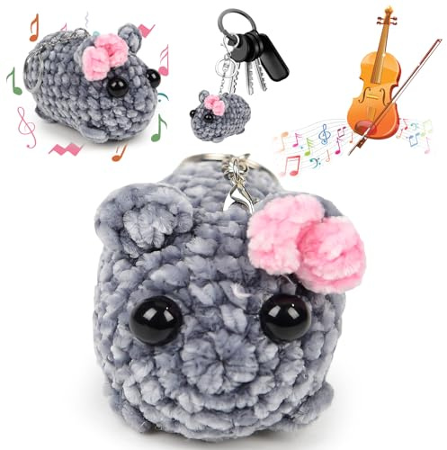 Vibbang porte-clés hamster Triste, Sad Hamster Crochet Porte-Clés en Peluche, Cadeau Unique pour Enfants et Adults